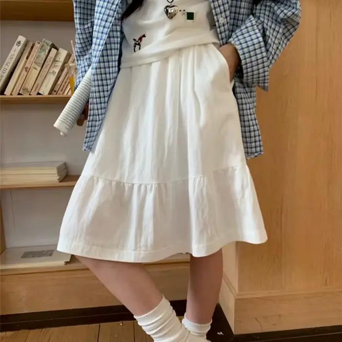 Femmes japonaises jupe décontractée printemps été 2025 taille haute une ligne cheville longueur mode