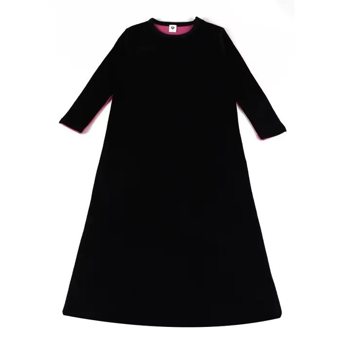 Chemise de nuit longue en velours pour filles, bleu et rose, côtelé, noir, vêtements maxi, robes décontractées à col rond, 8-18 ans