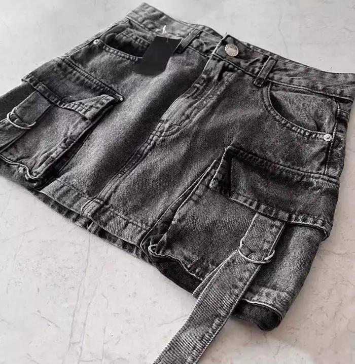 Jupes femmes Sexy jupe courte coupe ajustée décontracté jean régulier élégant épissure Denim taille haute hanche enveloppement une ligne poches été