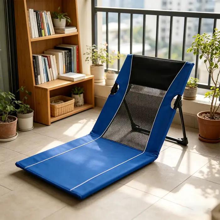 Chaise de camping pliable en métal pour extérieur, jardin, parc, plage, avec dossier et coussin, portable et confortable