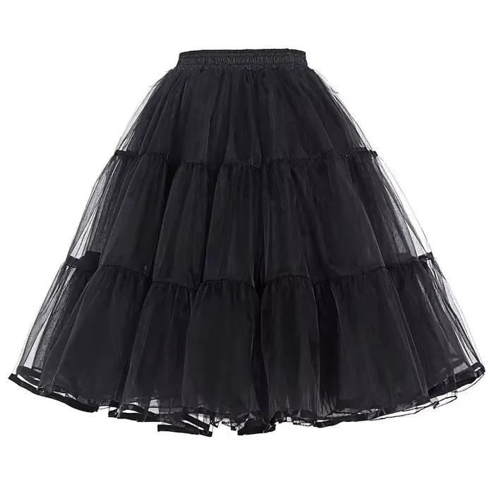 Jupons d'été jupe bouffante en Organza rétro robe Vintage sous-jupes femmes cerceaux grande taille danse Crinoline jupon blanc