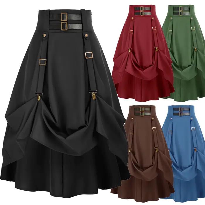 Jupe gothique steampunk pour femmes jupe médievale victorienne haute et basse festival renaissance occasion quotidienne style punk halloween
