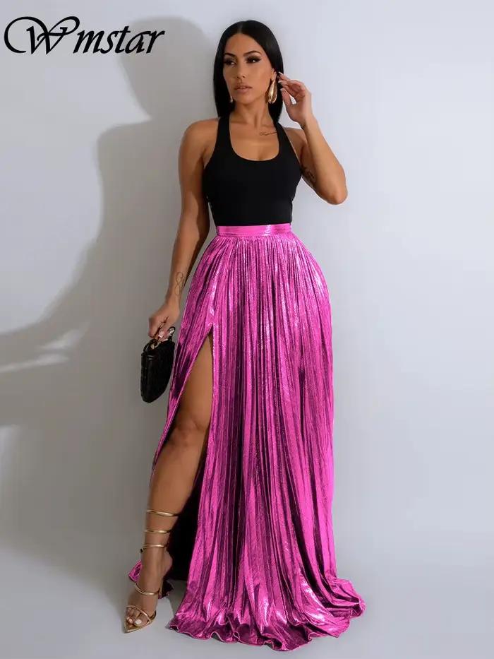 Jupe fine pour femmes Wmstar avec ourlets à volants en polyester pour soirée et club style moderne sexy