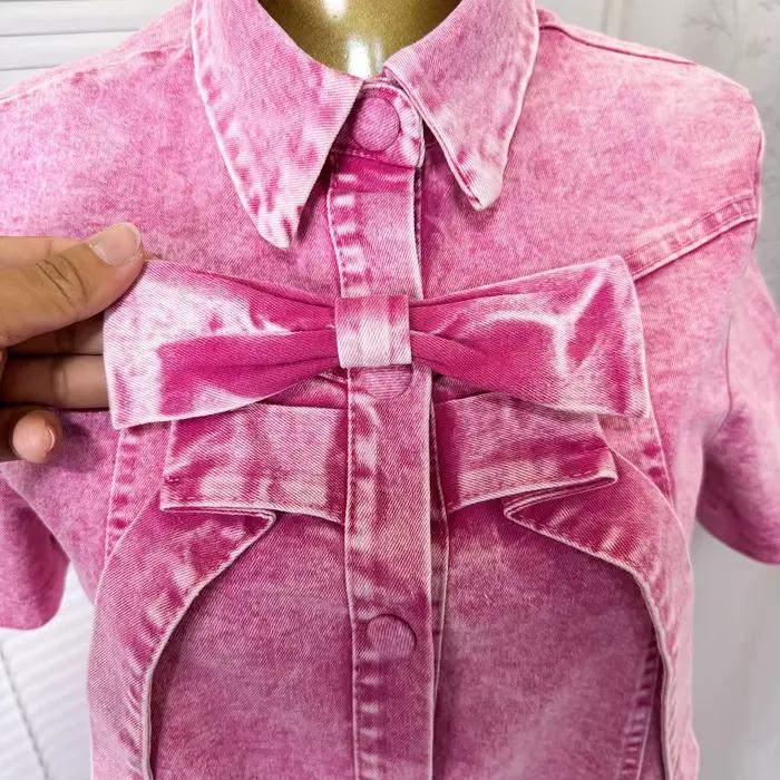 Robe Femme Mi-longue Coupe Évasée Y2K Streetwear Manches Courtes Nœud Élégante Épissée Soirée Travail 2026