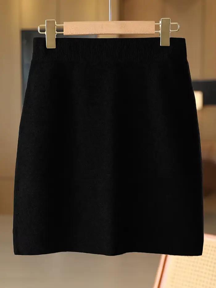 Femmes laine jupes automne hiver bureau dame Mini jupe cintrée taille élastique 100%