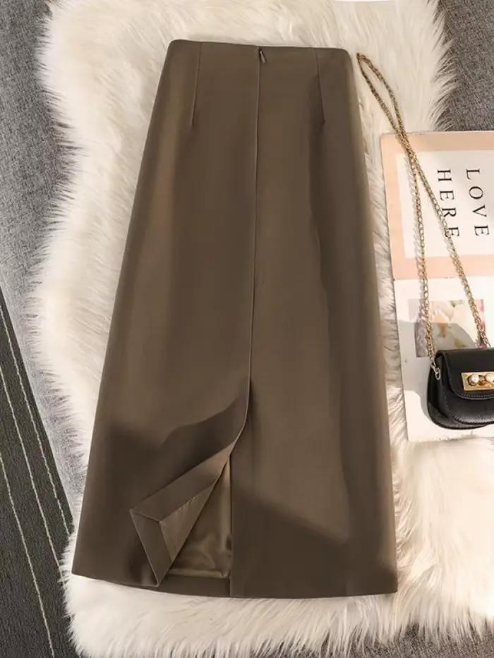 Jupe crayon taille haute zippée au dos pour femme