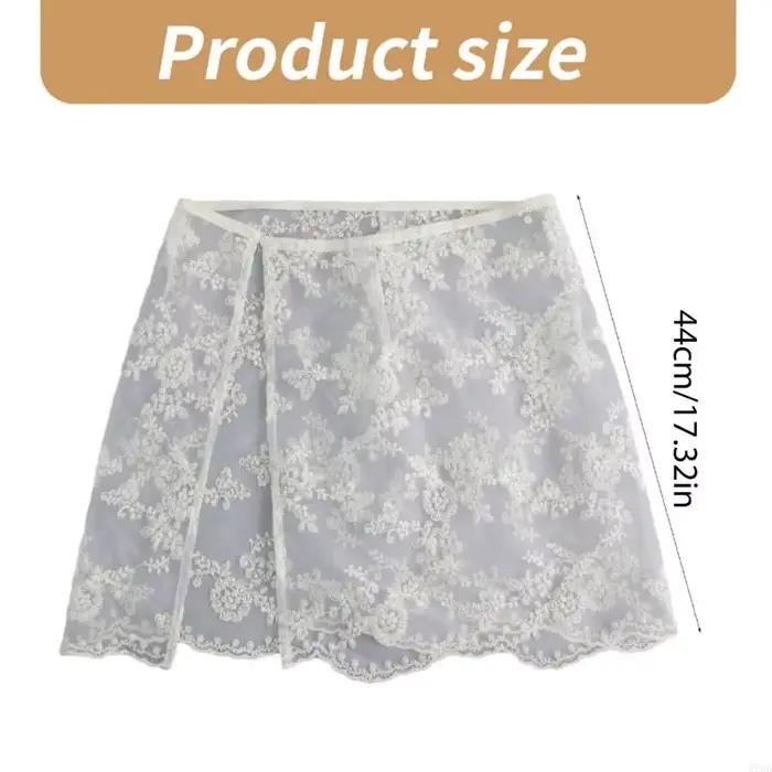 Jupe tablier courte en acétate avec broderie florale pour femmes junior, ajustement souple et élégance décontractée pour toutes les occasions