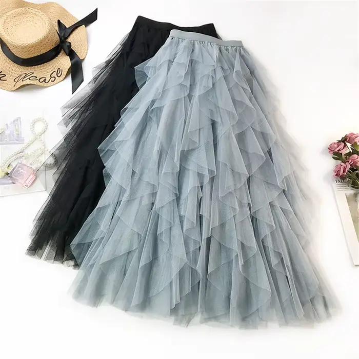 Nouvelle mode Tutu Tulle jupe femmes longue Maxi