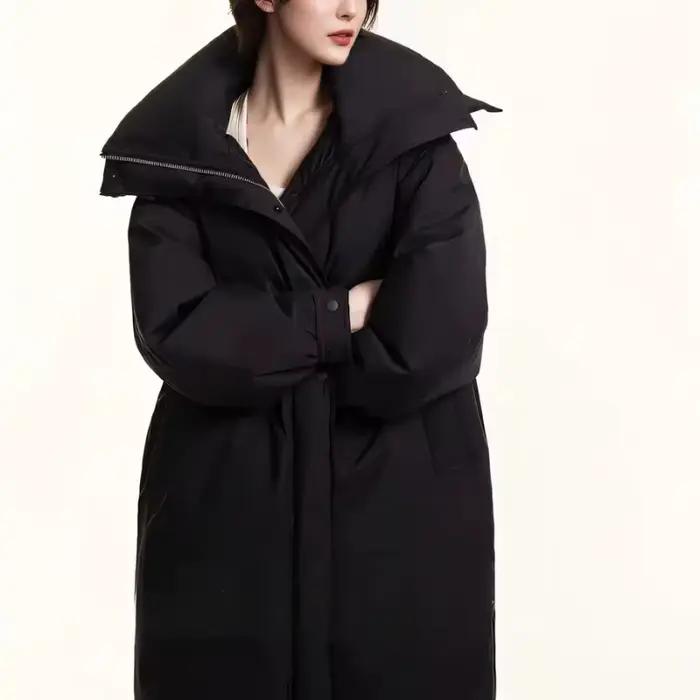 Doudoune courte et longue pour femmes, veste chaude optique à capuche avec wstring de proximité, paresseux et luxueux, nouveau style hiver 2024