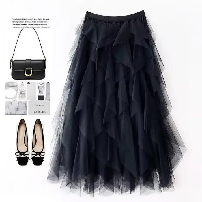 2025 nouvelle mode Tutu Tulle jupe femmes longue Maxi