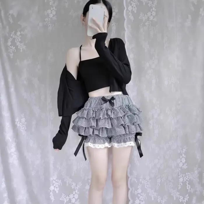 Mini-jupe écossaise taille haute coupe trapèze pour femme