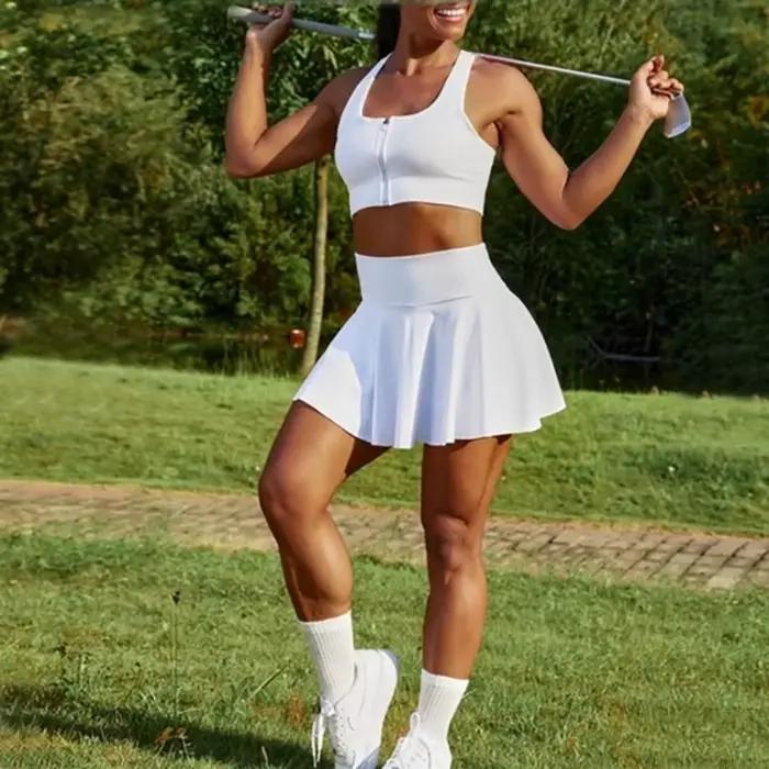 Été femmes jupe plissée Tennis Golf taille haute Sport Fitness Shorts séchage rapide athlétique course courte gymnastique jupe-short poche
