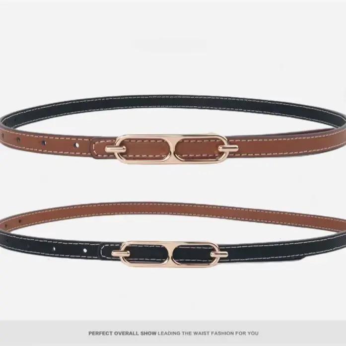 Ceinture fine en cuir véritable pour femme, ceinture décorative pour jupe, style simple, boucle en alliage, accessoire de mode pour femme