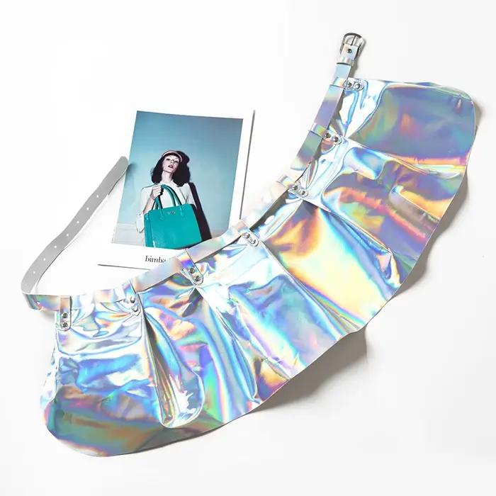 Mini jupe gothique métallique argentée pour femme
