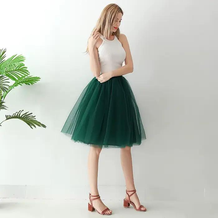 5 couches 65 cm noir Jupe plissée Sexy Midi Tulle