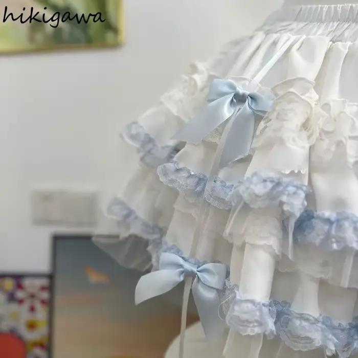 2025 Faldas Mujer De Moda jupes pour femmes Patchwork dentelle douce Jupe mode a-ligne japonaise Saia Lolita Style