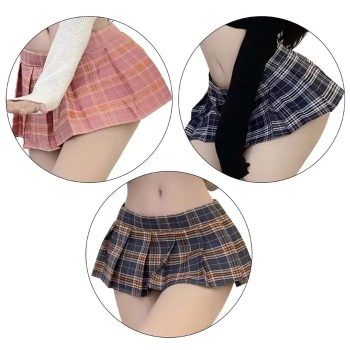 Jupe courte d'écolière japonaise avec des motifs classiques à carreaux pour femmes