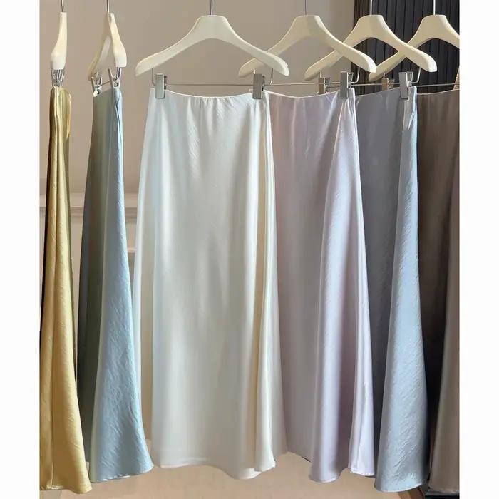 Jupe queue de poisson en satin pour femme, jupe moulante pour le printemps