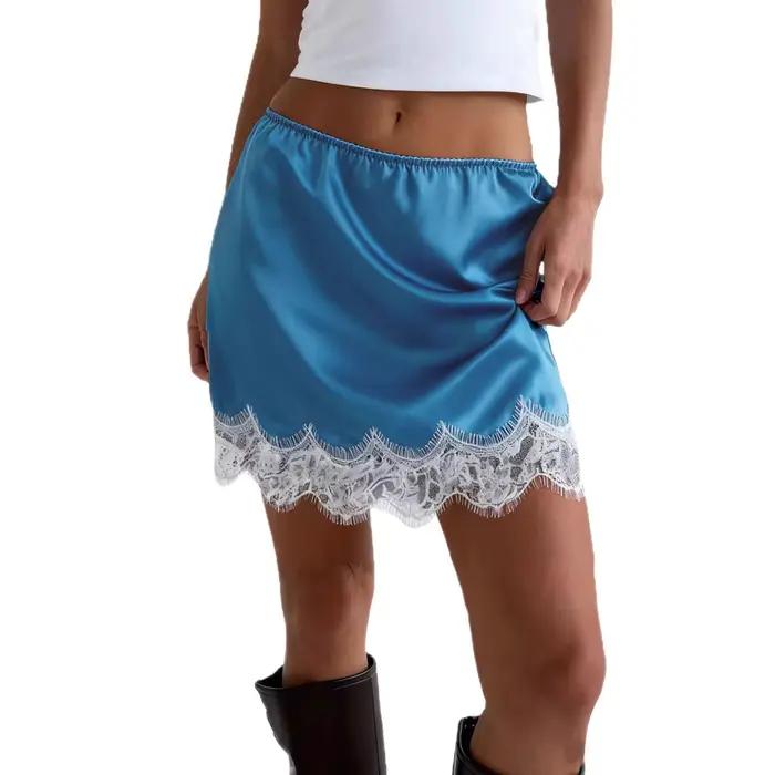 Jupe courte haut de gamme A-line, élégante et ajustée, pour femme, nouvelle collection printemps-été, en dentelle française et acétate