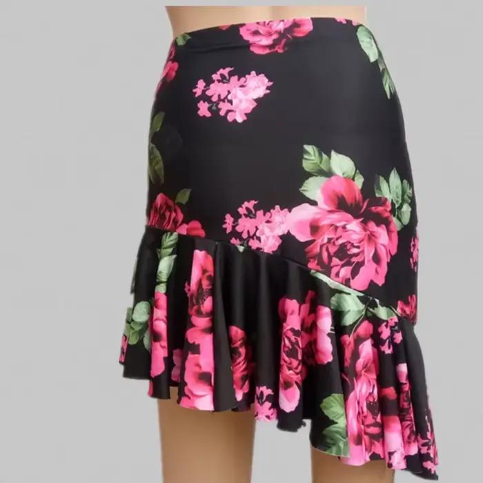 Jupe de danse latine tango rumba cha-cha pour femmes design imprimé occasion spéciale compétition danse professionnelle amateur soirée festive