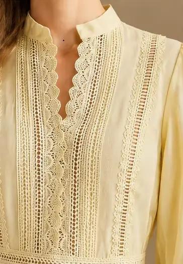 Ensemble deux pièces élégant jaune beurre pour femme