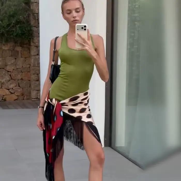 Jupe Courte Vintage à Pois Imprimés pour Femme