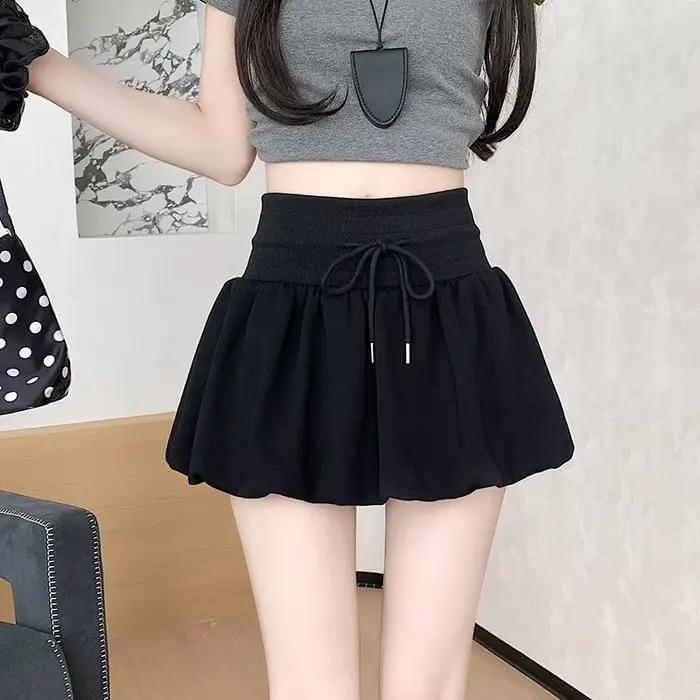 Jupe mi-longue bouffante taille haute pour femme