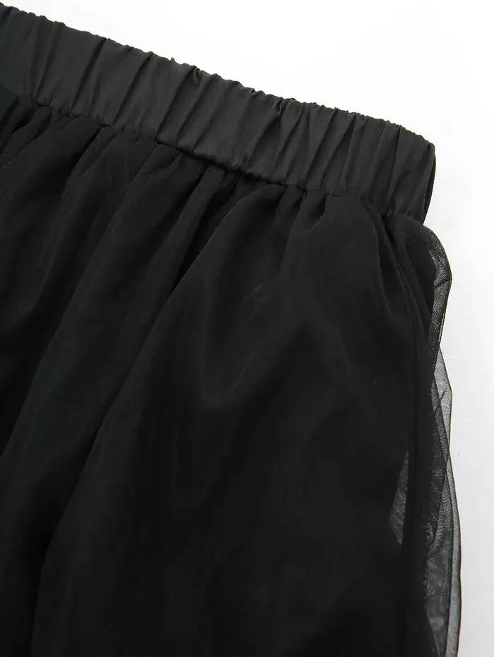 Nouvelles jupes gothiques avec mouchoir pour femmes – Jupe mi-longue asymétrique noire avec bordure en dentelle et taille élastique