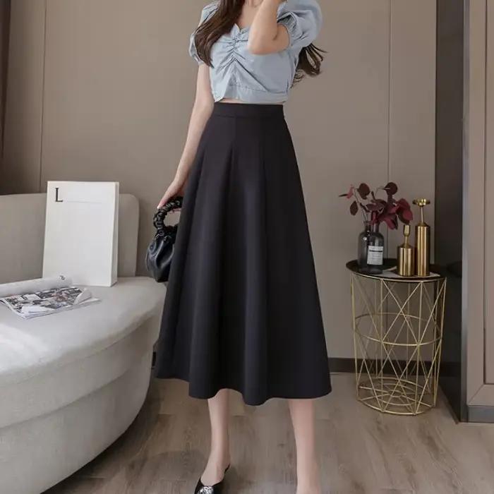 Vêtements une ligne vert femmes jupe bureau Midi jupes formelles
