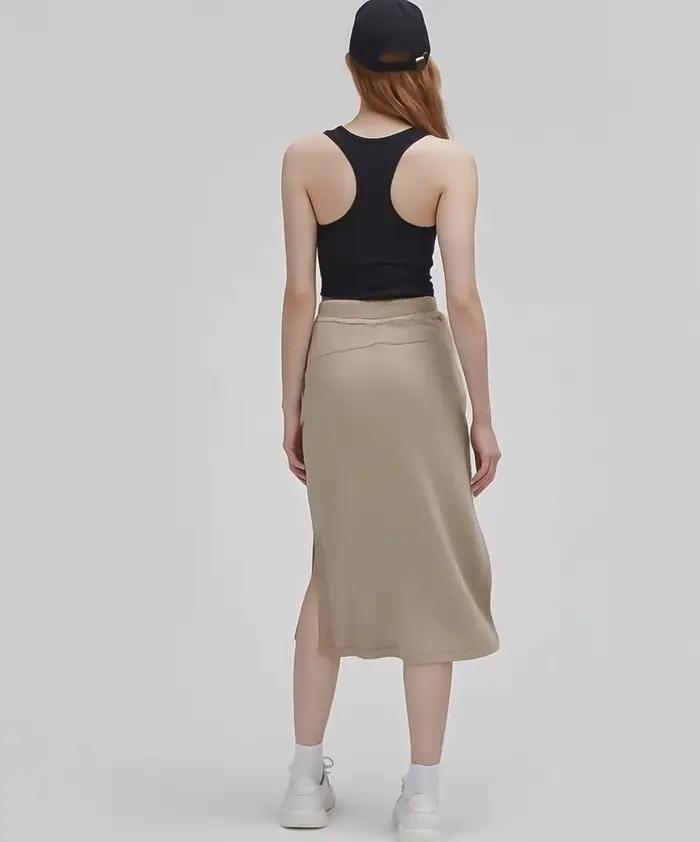 Jupe de yoga LULU FLORA ajustée et respirante pour femmes, style sportif printemps été avec dentelle et ourlet fendu pour bureau et loisirs