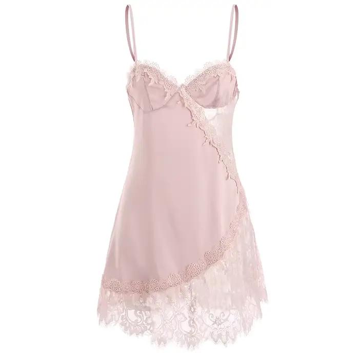 Chemise de nuit sexy en dentelle pour femmes, lingerie française, vêtements pour la maison, robe de nuit pour dames