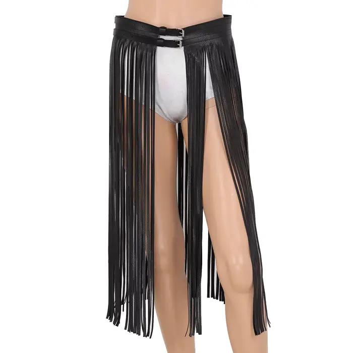 Jupe à franges en similicuir avec pompon pour femme, ceinture de décoration de personnalité brève, marée de mode, jupes à franges assorties, printemps et été 2021