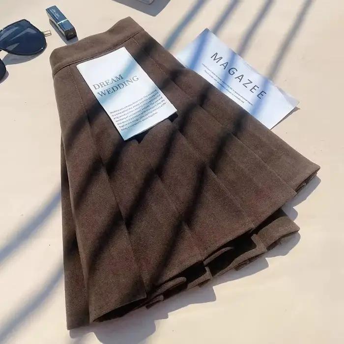 Jupes plissées en fausse laine pour femmes Y2K automne hiver taille haute Preppy laine Jk jupe de danse coréen Streetwear femme Mini jupe