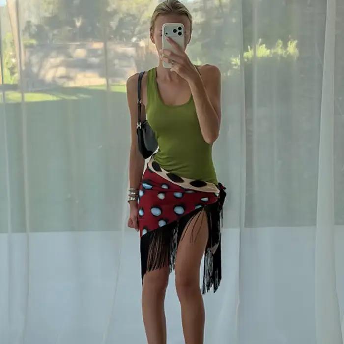 Jupe Courte Vintage à Pois Imprimés pour Femme