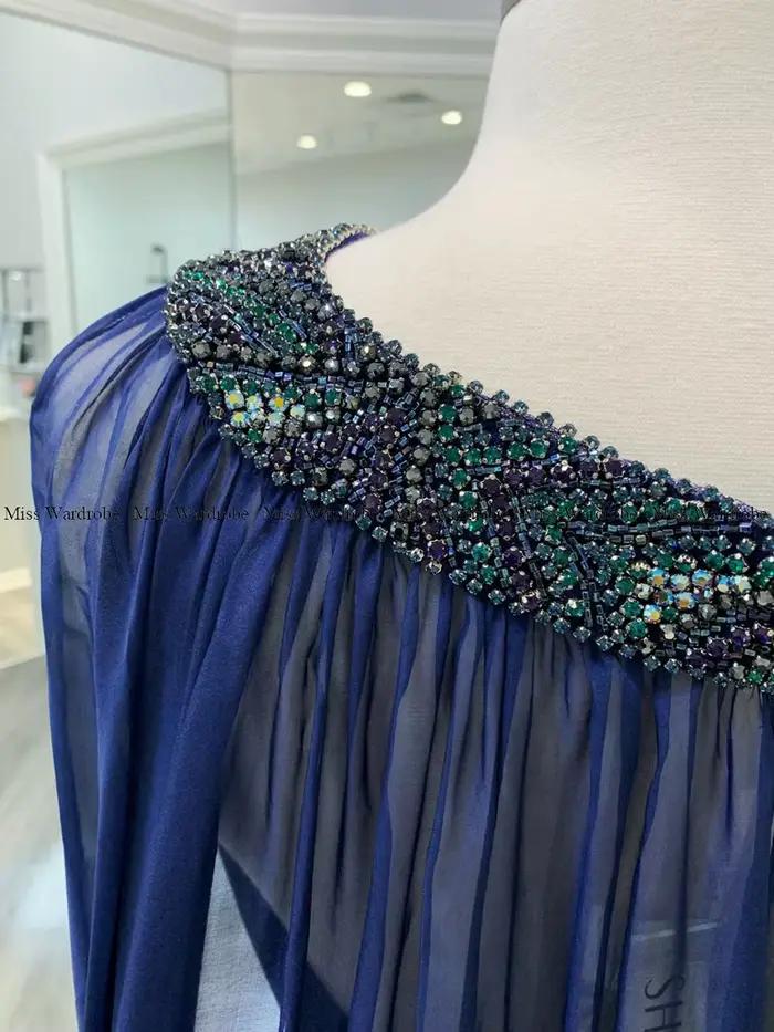 Robe de soirée sirène en velours bleu marine avec perles, chérie, robe de Rhde luxe, robe de célébrité, banquet formel Everak, 2024