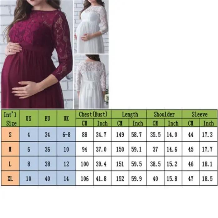 Femmes enceintes robe en dentelle maternité Maxi robe photographie vêtements 3/4 manches fête de mariage longue robe pour les dames enceintes