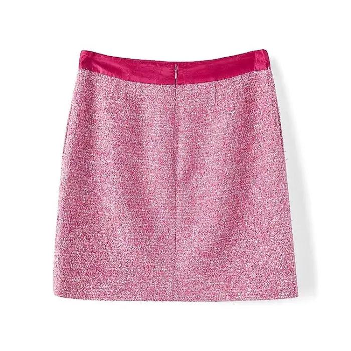 Jupe courte femme en tweed bouclé texturé, coupe trapèze, taille haute, style Old Money, élégante et chic, couleur bordeaux, luxe discret