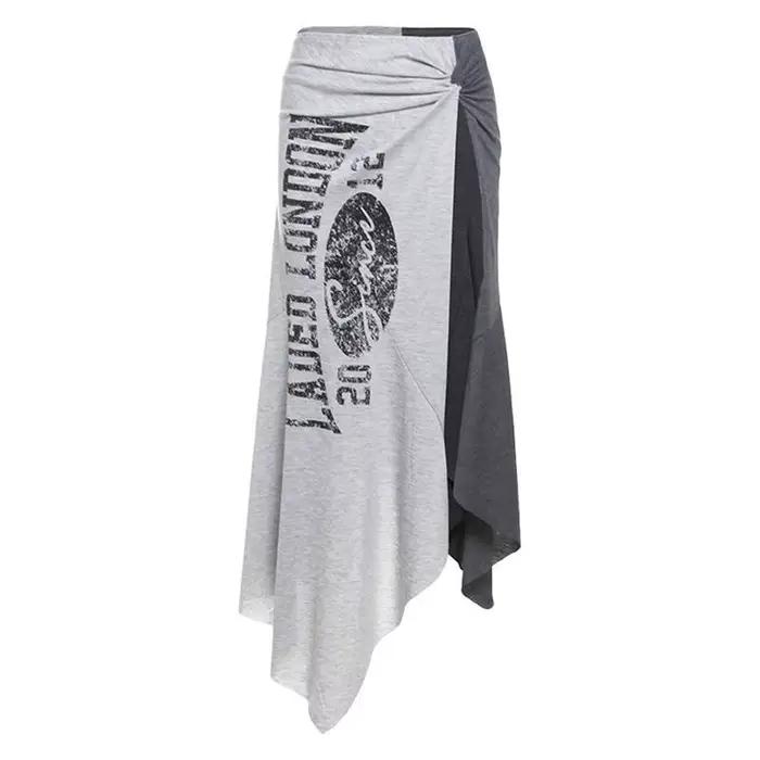 Jupe crayon femme style américain rétro imprimée bicolore fendue asymétrique tendance nouvelle confortable minimaliste mode niche