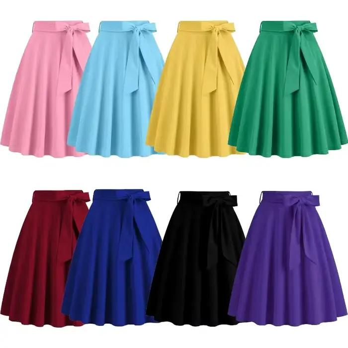 Jupes Vintage Années 50-60 Couleur Unie Élégantes pour Soirées et Bals