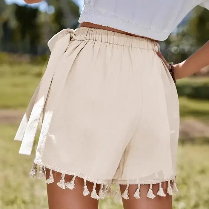 Nouvelle jupe courte taille haute pour femme avec bordure à franges – Collection Été 2026