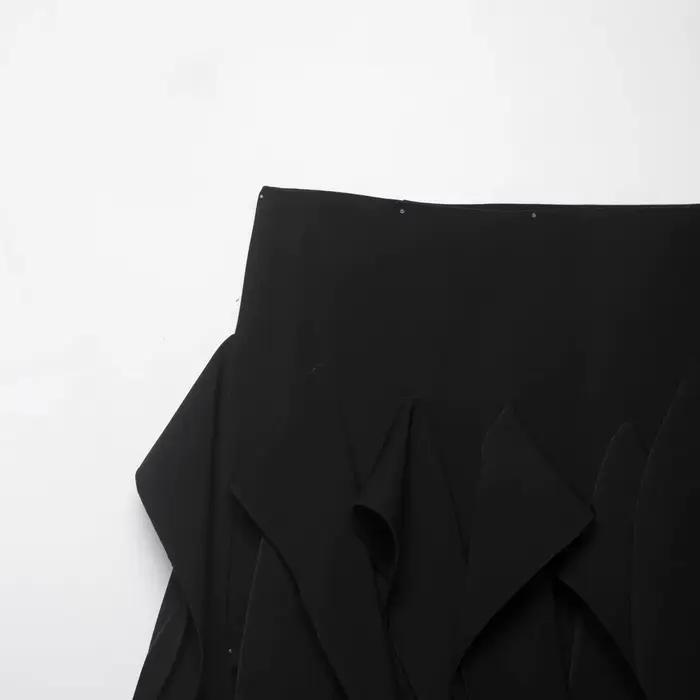 Jupe asymétrique mi-taille unie à superpositions décoratives pour femme, confortable, style décontracté pour le quotidien, en tissu polyester