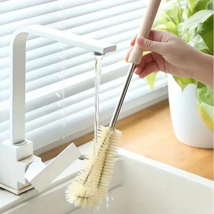 Brosse à bouteilles à long manche, utilisée pour nettoyer facilement la cuisine et la vaisselle
