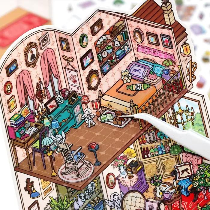 Kawaii Sunshine Coast 3D ma petite maison paysage autocollant bricolage poche cabine scène Halloween jouets pour enfants cadeaux