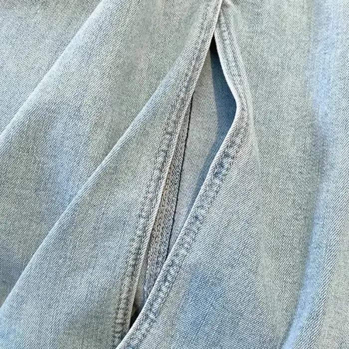Jupe en jean mi-longue taille haute pour femme