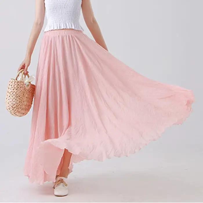 Jupe Maxi en coton et lin pour femmes