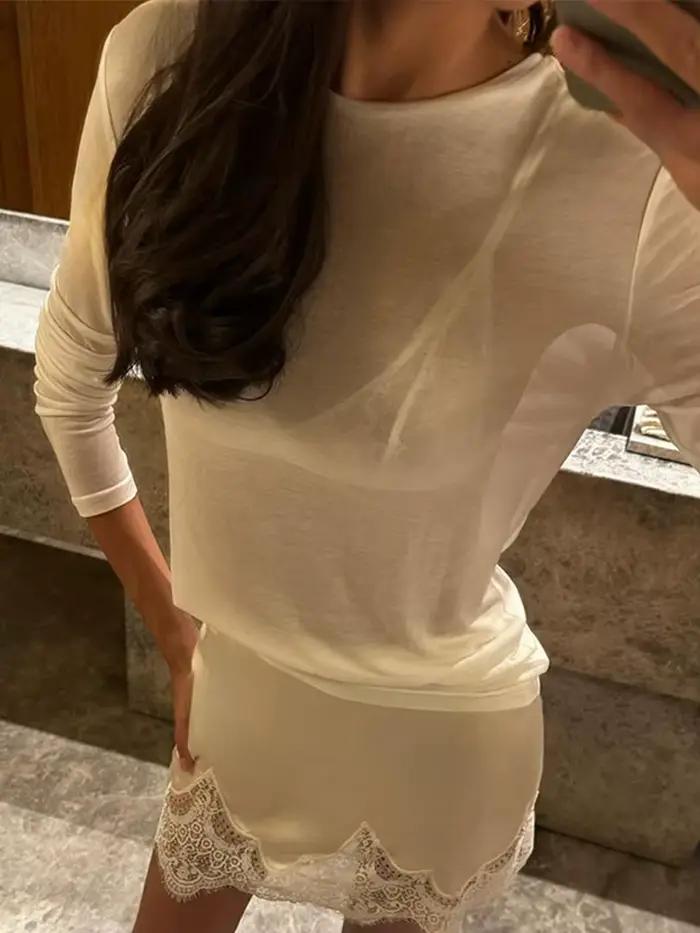 Femmes élégantes dentelle Satin épissé Mini jupe taille haute courte a-ligne jupes femme 2025 été automne dame Streetwear