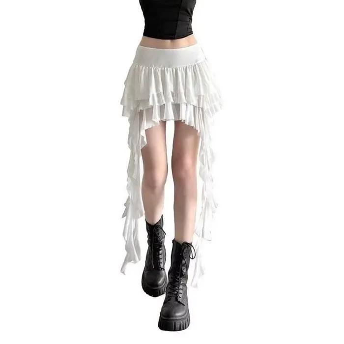 Jupe-short asymétrique bohème à volants pour femme