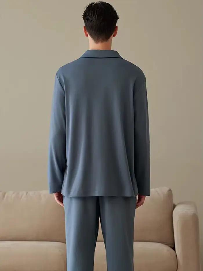 Pyjama Deux Pièces à Manches sulfpour Homme, Vêtement observateur, Trempé, pour Jeune Maison, Printemps et Automne