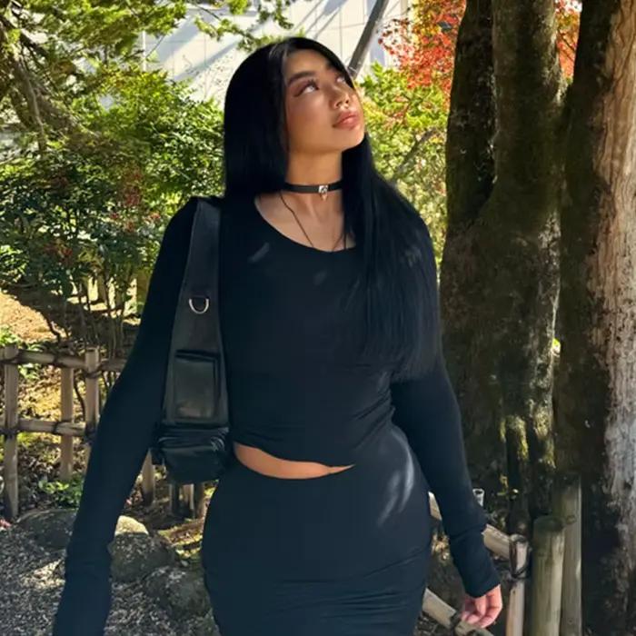 Kylie-Jupe taille invisible minimaliste sur le genou