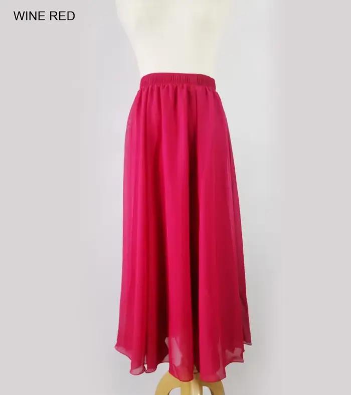Jupe Longue Plissée en Mousseline de Soie pour Femme